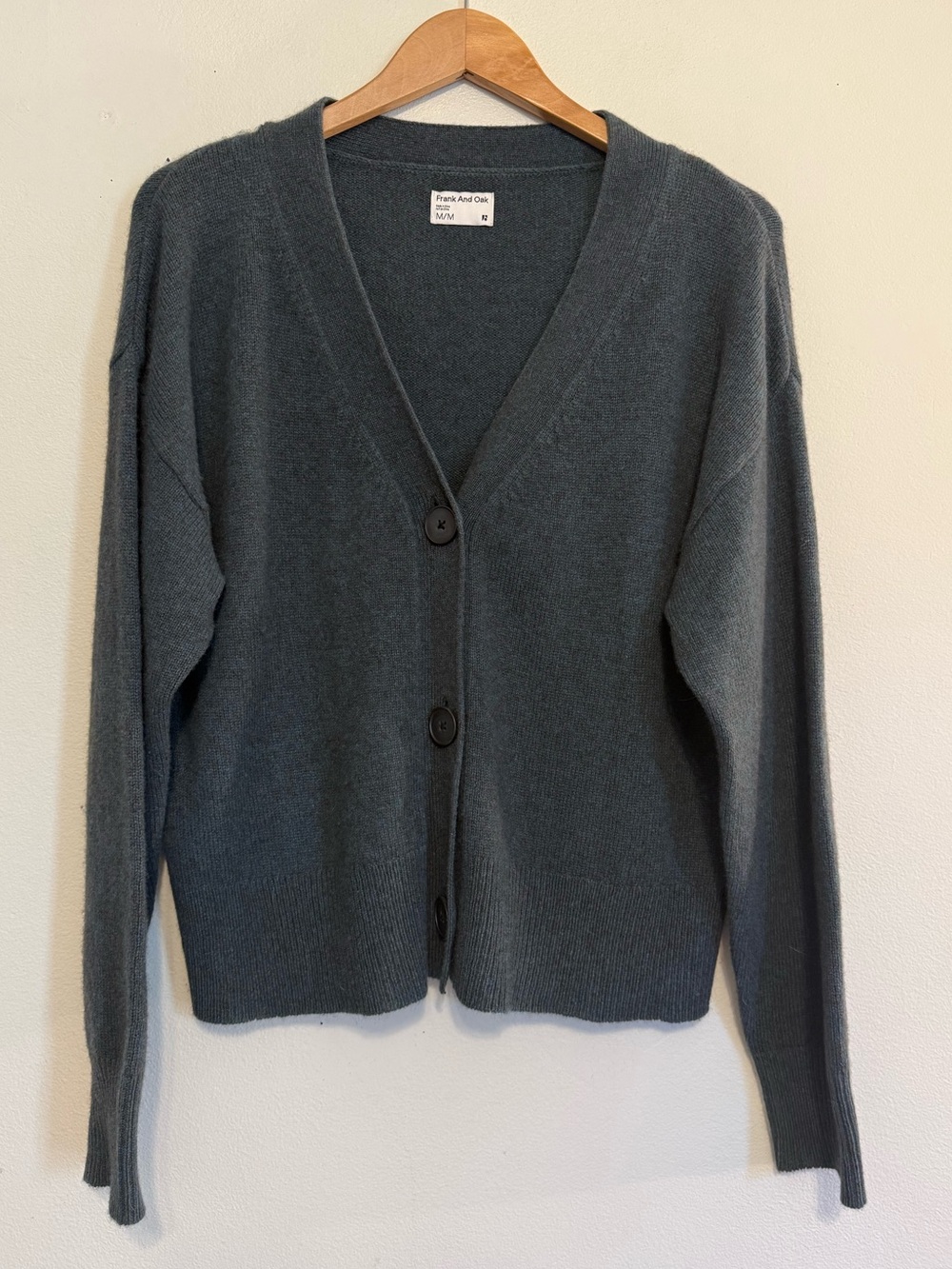Frank And Oak Teal Heather Button Front Cardigan Sweater Yak & Merino Wool Sz M